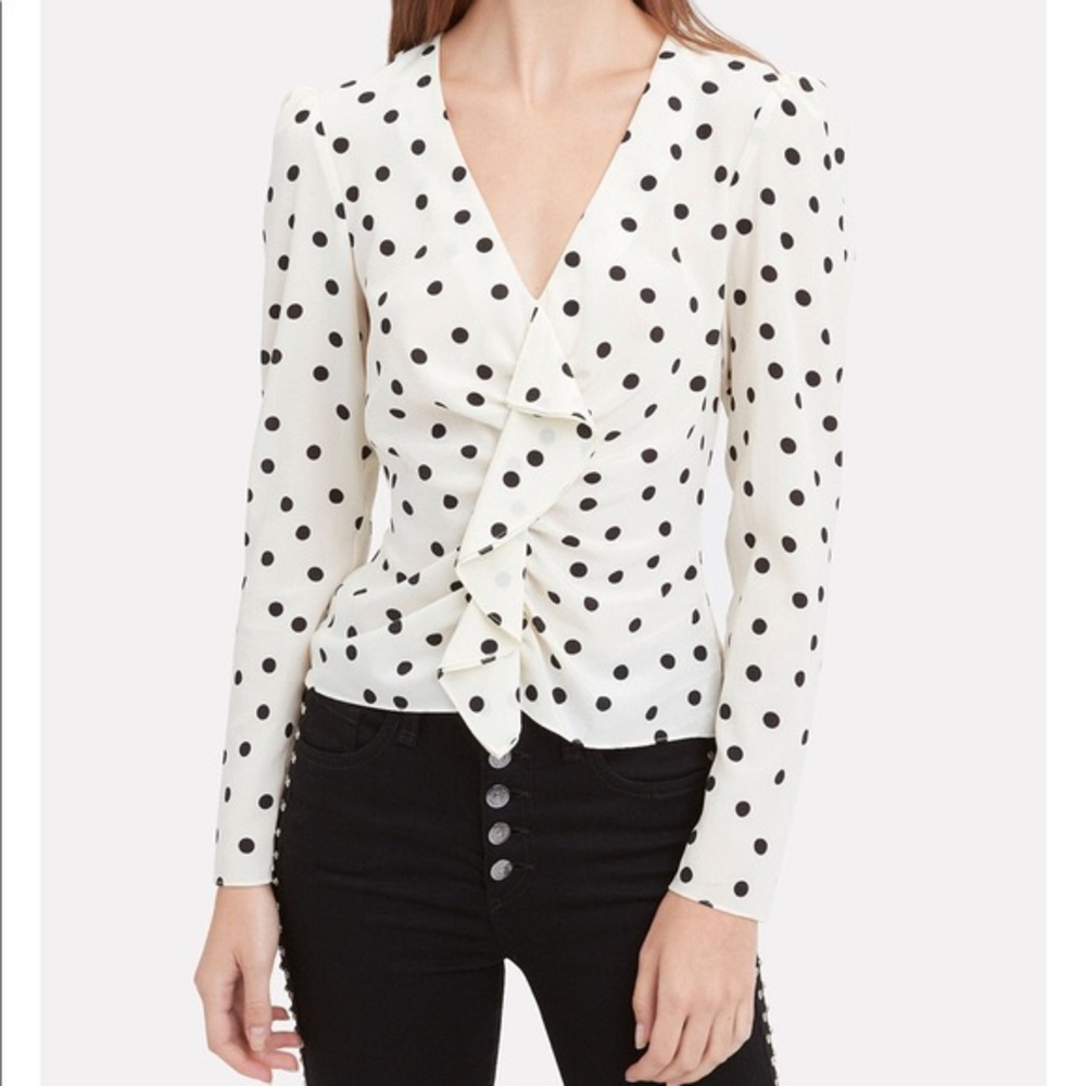 INTERMIX polka dot ruffle flowy blouse